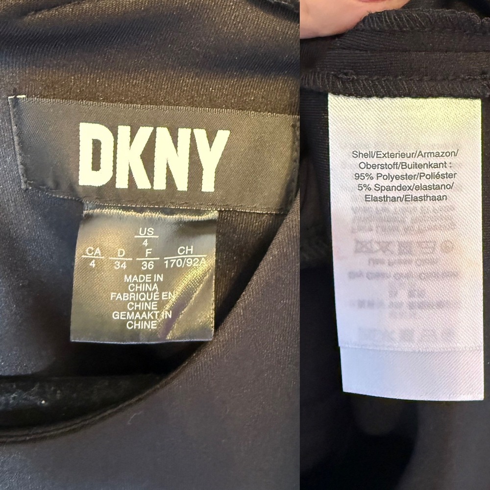 DKNY Cascade Ruffle Sleeveless Dress Zipper Detail Black Size 4 - Picture 6 of 6